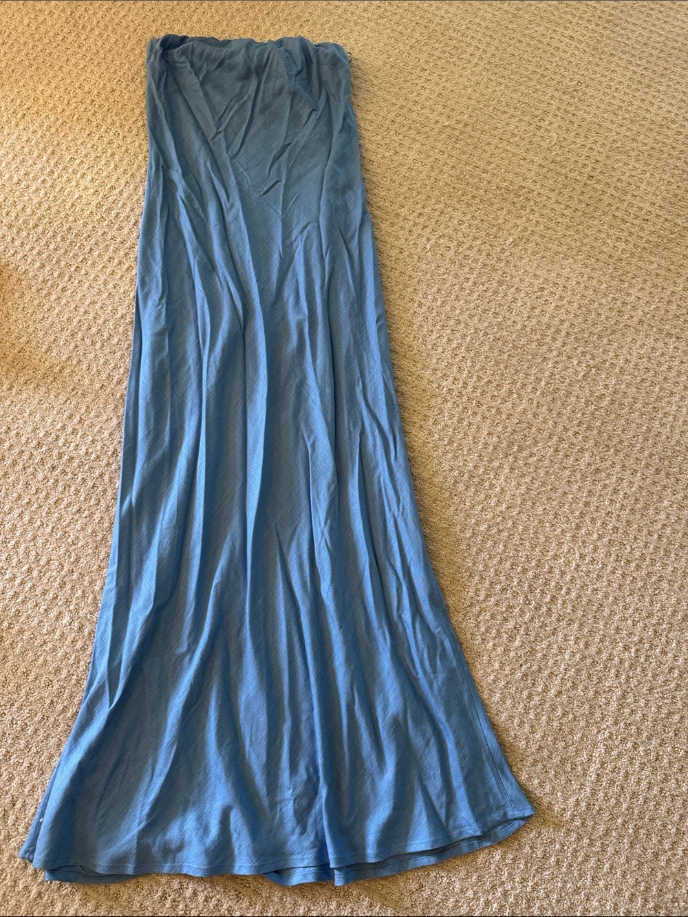Anthropologie soft Blue Maxi Strapless dress - Flowing Bias Cut